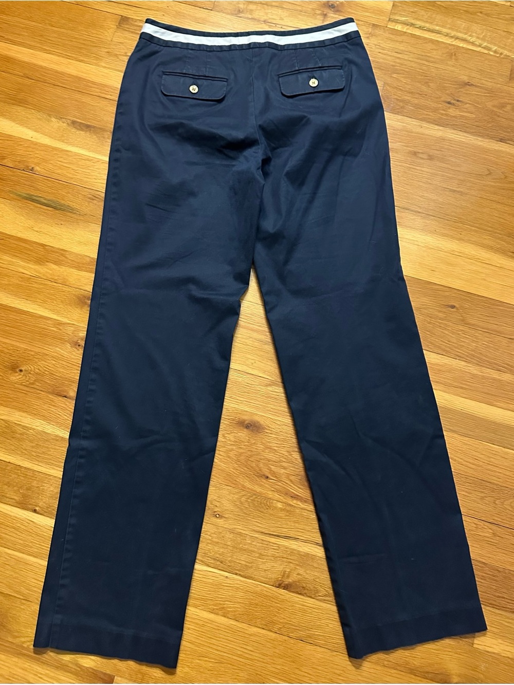 Talbots Navy Chinos with Contrast Waistband - Picture 2 of 10